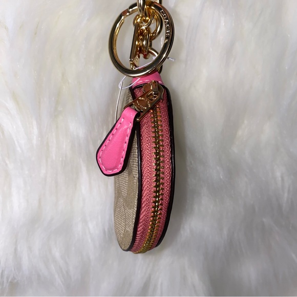 Coach Circular Coin Pouch Bag Charm In Signature Canvas New - Picture 8 of 8